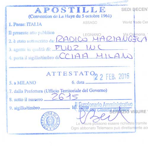 İtalya'da Apostil