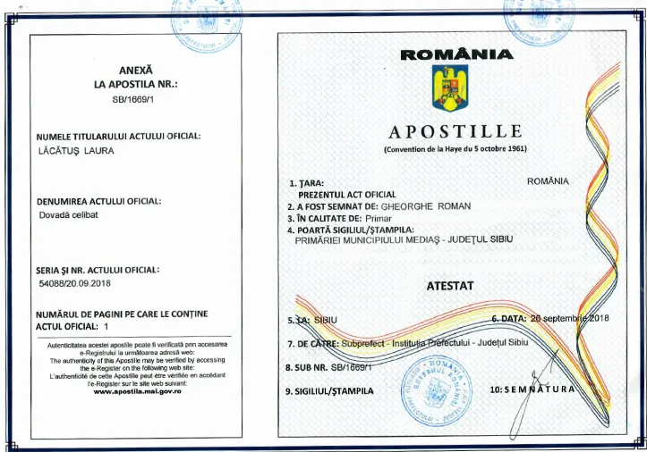 Romanya'da Apostil
