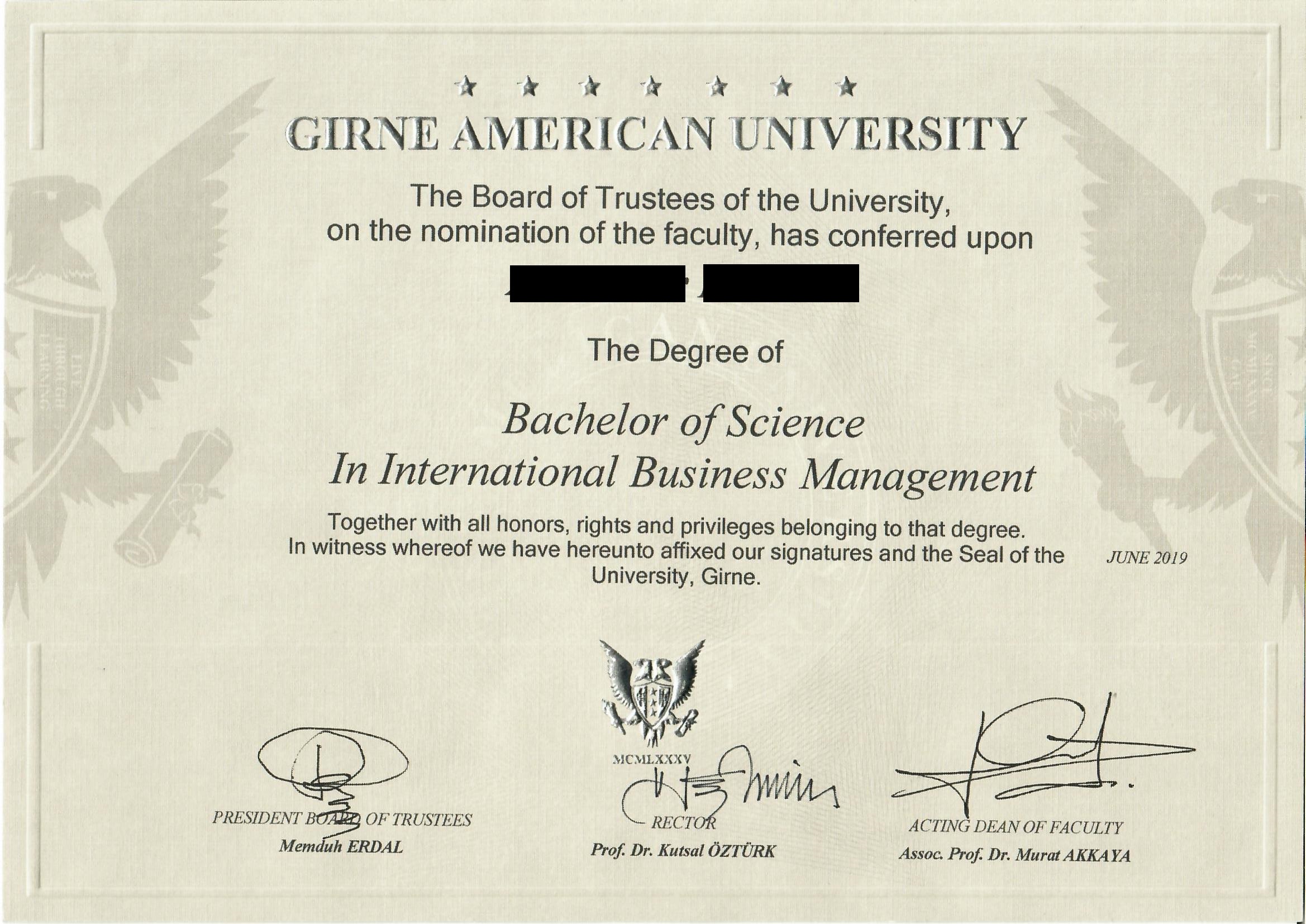 Kuzey Kıbrıs diploma örneği