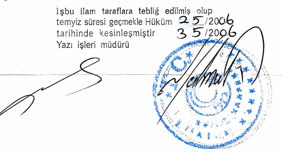 Türkiye mahkeme kararı kesinleşme şerhi Türkiye mahkeme kararı kesinleşme şerhi
