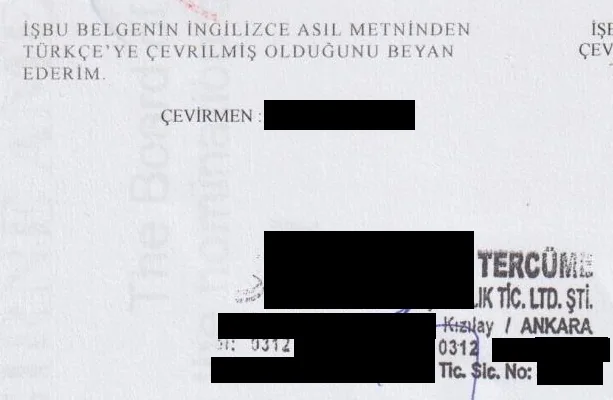 Türkiye'de yeminli tercüman kaşesi