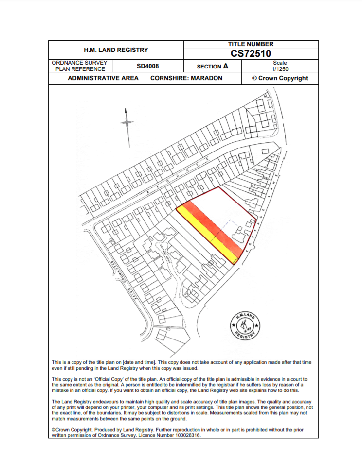 cadastral real estate plan from the land register of England and Wales