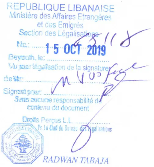 Lübnan'da Konsolosluk Tasdiki Lübnan'da Konsolosluk Tasdiki